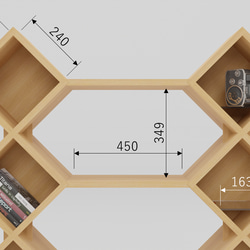 6.4shelf「ロクヨンシェルフ」２段２列　オーク　オシャレな飾り棚・本棚・ラック 9枚目の画像