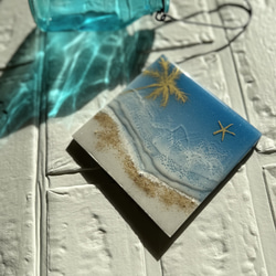 スカイブルー&バブル　オーシャンアート　レジンアート　ヤシの木　砂　海　リラックス　コンパクト.12 5枚目の画像