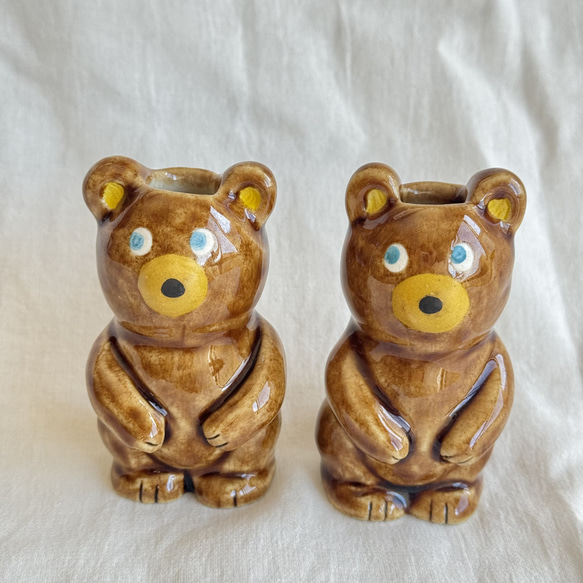 KINONE クマ型木製フラワーベース kinone くま一輪挿し 木製 作家さん YokoPottery | 動物フラワー