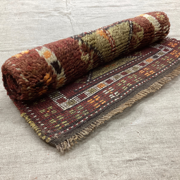 手織りトルコ絨毯 53x49cm ヴィンテージラグ 9枚目の画像