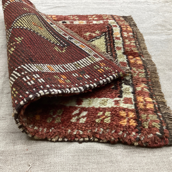 手織りトルコ絨毯 53x49cm ヴィンテージラグ 7枚目の画像