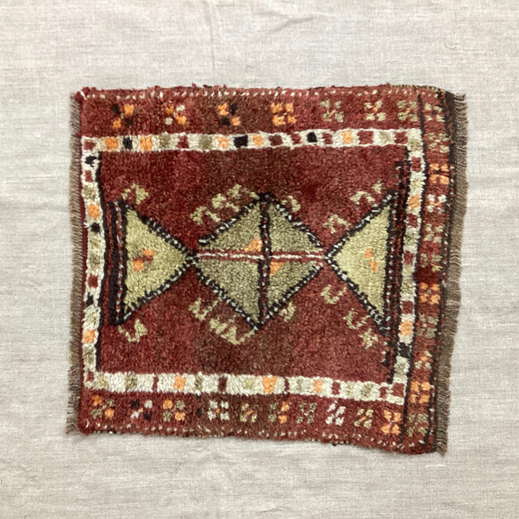 手織りトルコ絨毯 53x49cm ヴィンテージラグ 8枚目の画像