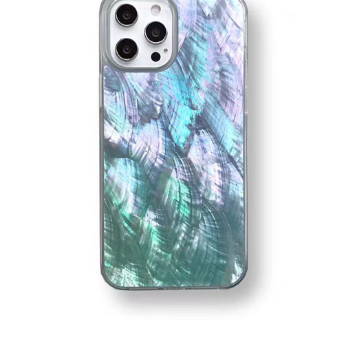 iPhone 16 15 14 ケース 青い海と青い空 天然貝 シェル