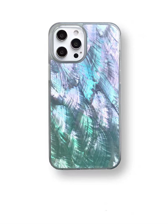 iPhone 16 15 14 ケース 青い海と青い空 天然貝 シェル