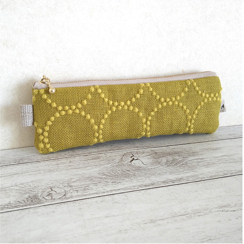 ミナペルホネン タンバリン スリムペンケース イエロー ペンケース 花