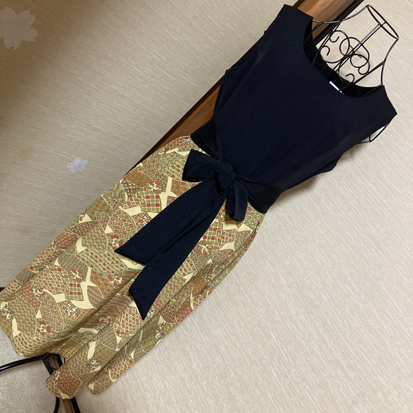 彩　着物リメイク♪ 化繊黒留袖からタックワンピース❣️ 彩 着物リメイク♪ 化繊黒留袖からタックワンピース❣️