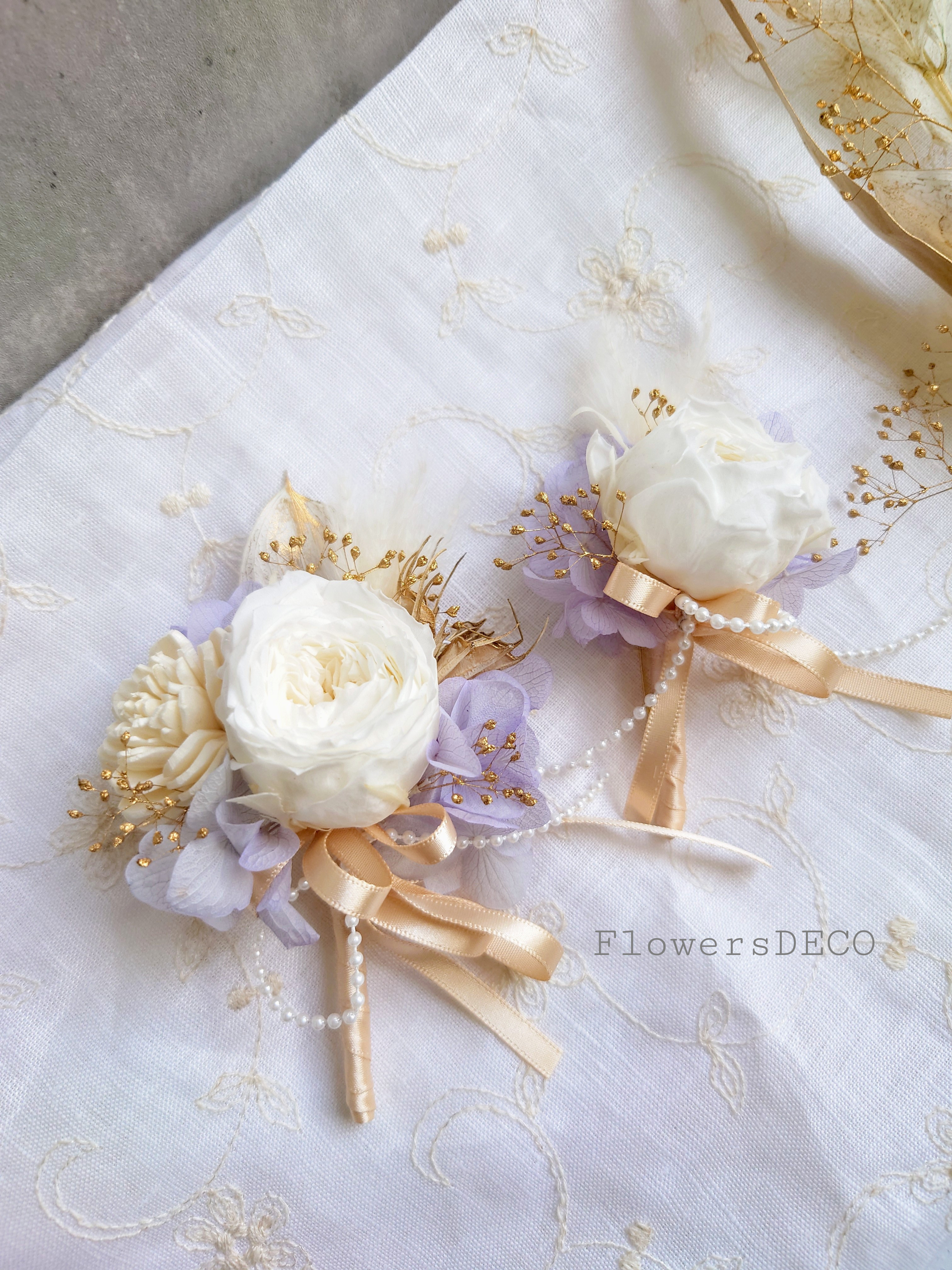 ローズガーデンpale cobalt set【コサージュ】プリザーブド&ドライフラワー　ボックス付