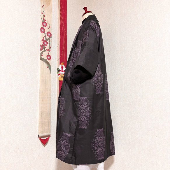 大島紬で作ったコート　氷の花 3枚目の画像