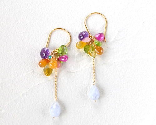 10K 14K ピアス2点セット ローズクォーツ ブルーサファイア TAKE-UP ONLINE SHOP/テイクアップ公式オンラインショップ / K14
