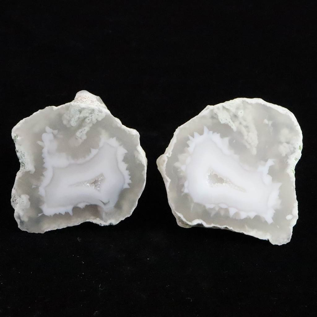 北海道 花石メノウ 瑪瑙 AAAグレード 原石  片面磨き ペア 77.6g 【榎本通商83979】
