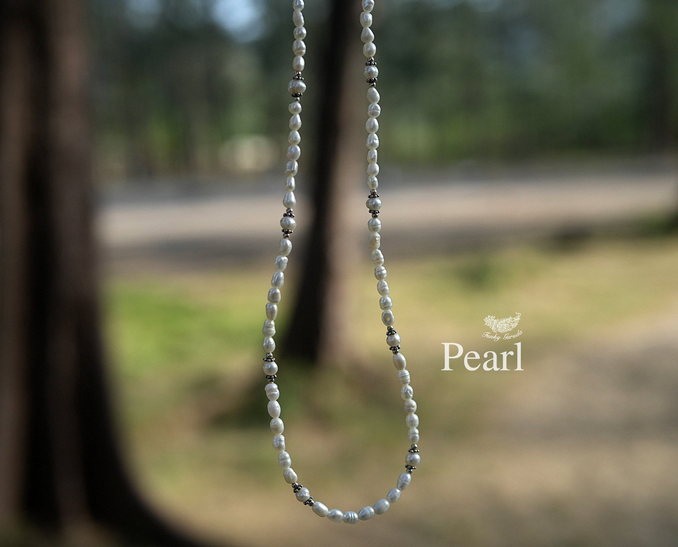 真珠とムーンストーン★Sv.92.5★真珠パール ネックレス1485