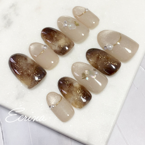 141 ニュアンスネイル マーブルネイル マグネットネイル ネイルチップ  