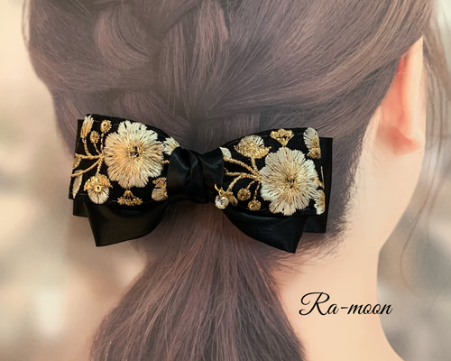 ✳︎✳︎インド刺繍✳︎✳︎華やかリボンバレッタ バレッタ Ra