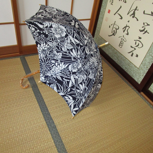 日傘 ヴィンテージ 帯リメイク 傘袋付き ちぢま