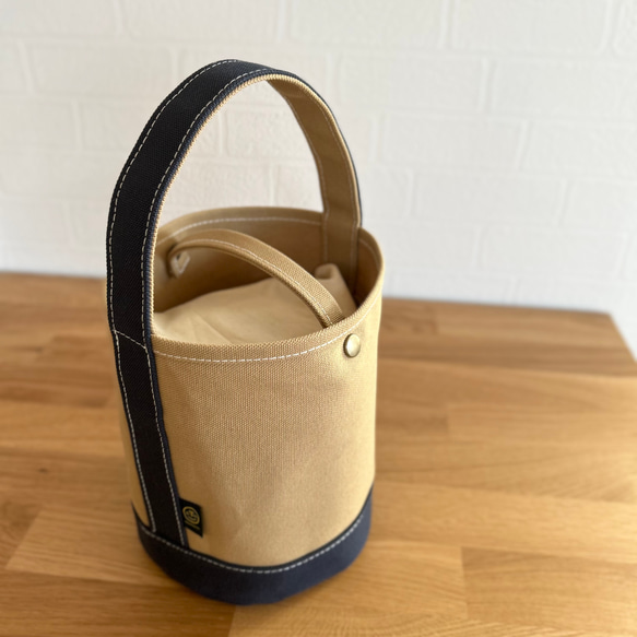 new!! "bucket bag" beige × navy 《受注製作》 3枚目の画像