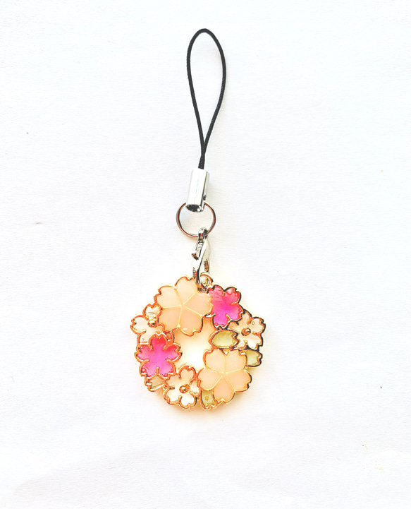 【春】可愛い小さな丸い桜　キーホルダー 3枚目の画像