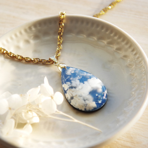 空いろのネックレスⅦ /プルームアゲート＆black jasper/hybrid