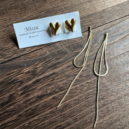 2way ぷっくりハートピアス ゴールド ピアス（スタッド・一粒