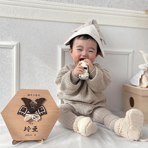 壁ピタ＆置ける】六角節句飾り 2色4種 こどもの日 初節句 節句 兜 出産