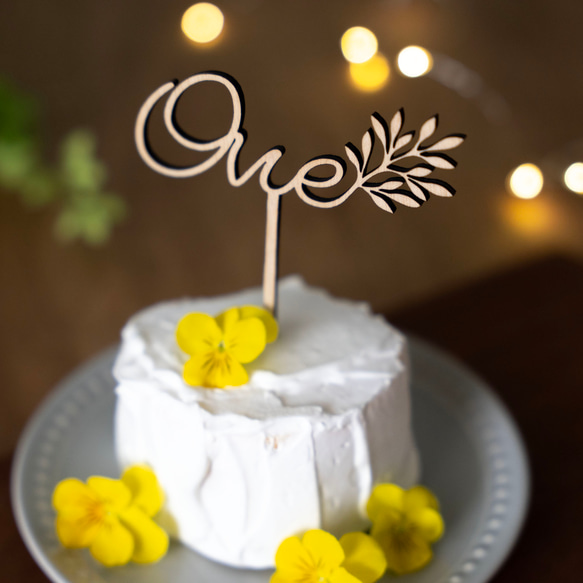 A Leafy Affair Cake Topper ハッピーバースデー ケーキトッパー 1歳 木製 13枚目の画像