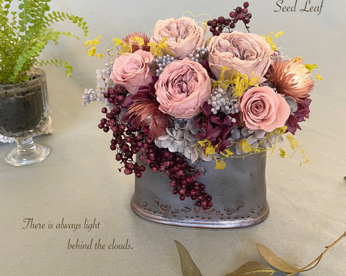 プリザーブドフラワー　くすみピンク　アレンジメント　くすみカラー プリザーブドフラワー くすみピンク アレンジメント くすみカラー