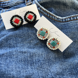 red×turquoiseピアス・イヤリング 4枚目の画像