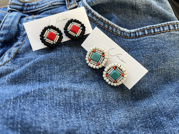 red×turquoiseピアス・イヤリング 4枚目の画像