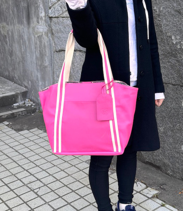 <50%OFFSALE> ぱすてるシリーズ ラインTOTE-bag PINK 9枚目の画像