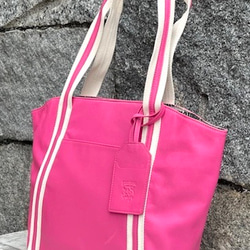 <50%OFFSALE> ぱすてるシリーズ ラインTOTE-bag PINK 3枚目の画像