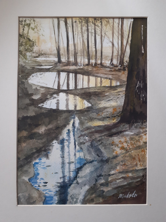 水彩画 雨上がりの水溜まり 絵画 makochin 通販 17245828
