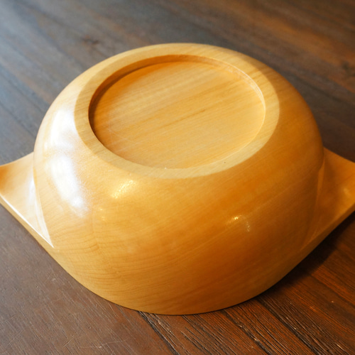 三角のかわいい持ち手 天然木のスープボウル 【木 皿 木製 食器
