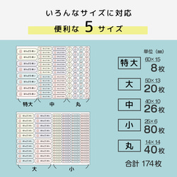 お名前シール 耐水 防水 なまえシール アソート くすみ パステル おしゃれ 【174枚】 11枚目の画像