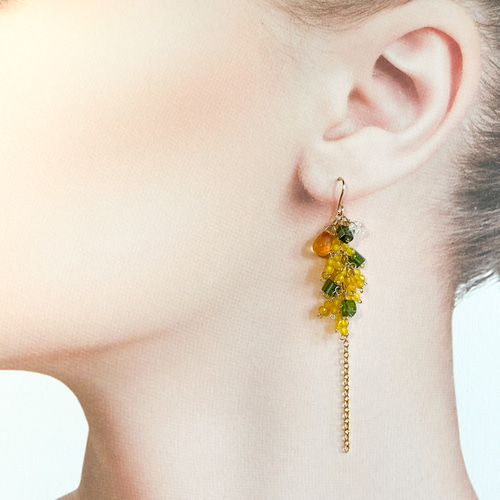 14kgf*天然石たちの大人ミモザピアス/イヤリング ピアス 14kgf*天然石たちの大人ミモザピアス/イヤリング ピアス