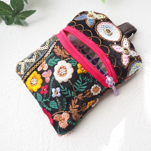 インド刺繍リボン　ポーチ インド刺繍リボン ポーチ A ポーチ まんまるや 通販 17574353