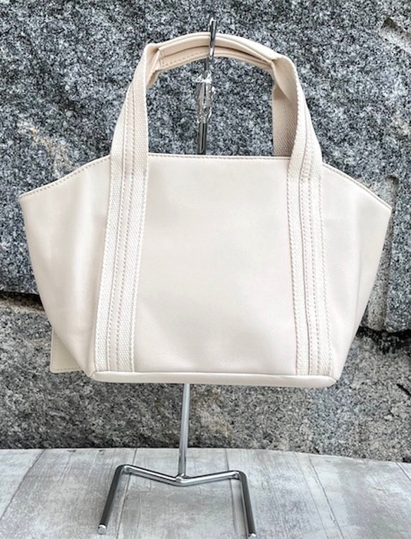 <50%OFFSALE> ぱすてるシリーズ ☆ポーチ付き☆ ラインHAND-bag  IVORY 5枚目の画像