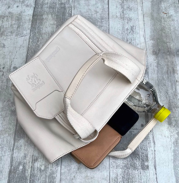 <50%OFFSALE> ぱすてるシリーズ ☆ポーチ付き☆ ラインHAND-bag  IVORY 7枚目の画像