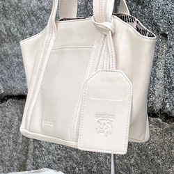 <50%OFFSALE> ぱすてるシリーズ ☆ポーチ付き☆ ラインHAND-bag  IVORY 4枚目の画像