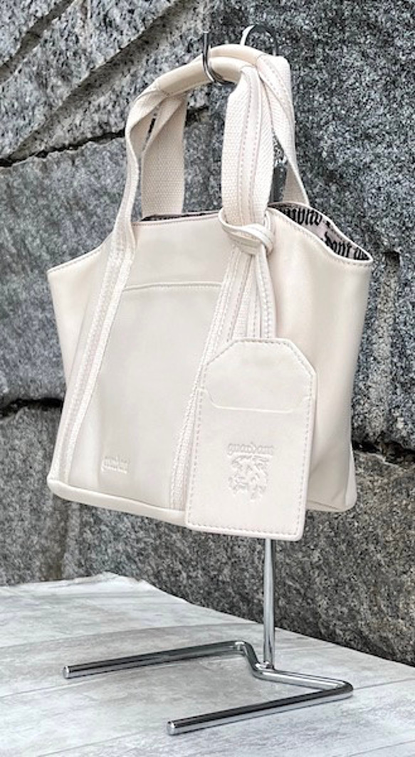 <50%OFFSALE> ぱすてるシリーズ ☆ポーチ付き☆ ラインHAND-bag  IVORY 4枚目の画像