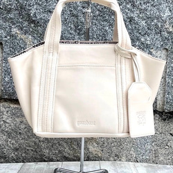 <50%OFFSALE> ぱすてるシリーズ ☆ポーチ付き☆ ラインHAND-bag  IVORY 2枚目の画像
