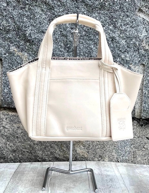 <50%OFFSALE> ぱすてるシリーズ ☆ポーチ付き☆ ラインHAND-bag  IVORY 2枚目の画像