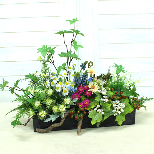 箱庭風「早春の森」アレンジ・アートフラワー（上質造花） アート