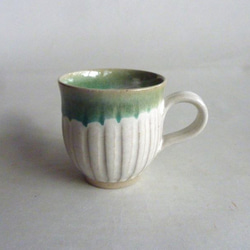 コーヒーカップ（乳白釉、トルコブルー） 2枚目の画像