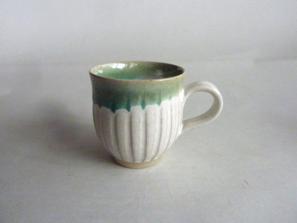 コーヒーカップ（乳白釉、トルコブルー） 2枚目の画像