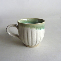 コーヒーカップ（乳白釉、トルコブルー） 4枚目の画像