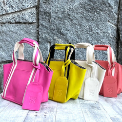 <50%OFFSALE> ぱすてるシリーズ ☆ポーチ付き☆ ラインHAND-bag  YELLOW 10枚目の画像