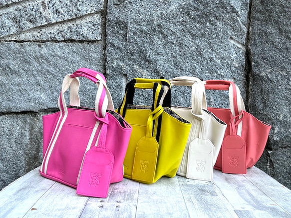 <50%OFFSALE> ぱすてるシリーズ ☆ポーチ付き☆ ラインHAND-bag  YELLOW 10枚目の画像