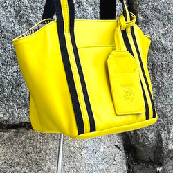 <50%OFFSALE> ぱすてるシリーズ ☆ポーチ付き☆ ラインHAND-bag  YELLOW 3枚目の画像
