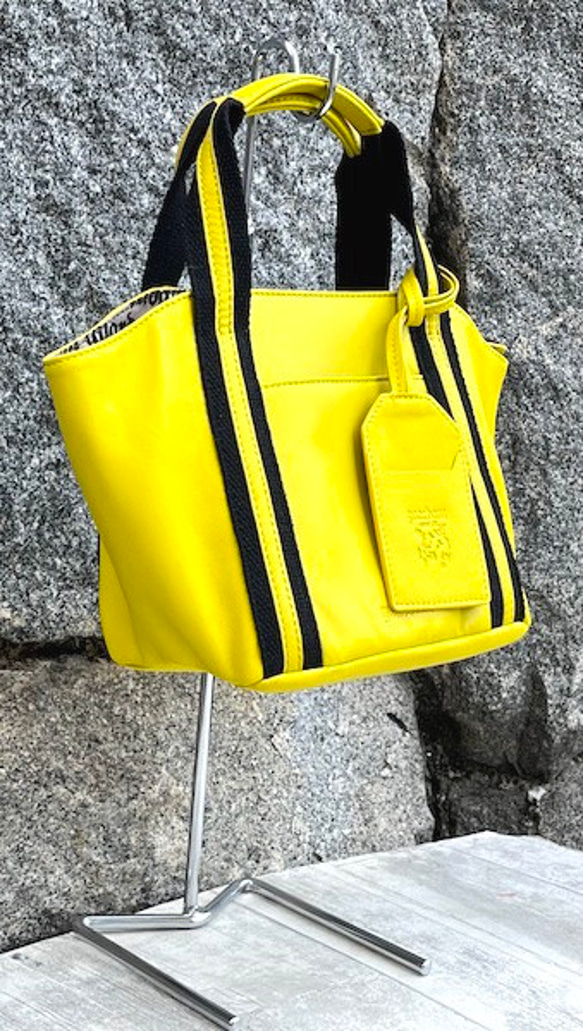 <50%OFFSALE> ぱすてるシリーズ ☆ポーチ付き☆ ラインHAND-bag  YELLOW 3枚目の画像