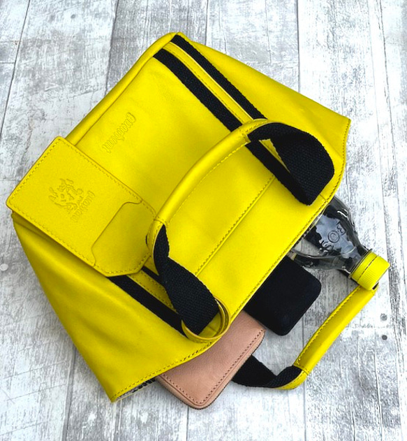 <50%OFFSALE> ぱすてるシリーズ ☆ポーチ付き☆ ラインHAND-bag  YELLOW 7枚目の画像