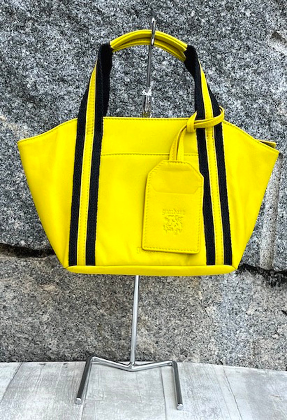 <50%OFFSALE> ぱすてるシリーズ ☆ポーチ付き☆ ラインHAND-bag  YELLOW 2枚目の画像